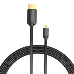 Кабель HDMI-D «папа» — «папа» HDMI-A Vention AGIBH, 2 м, 4K, 60 Гц (черный)