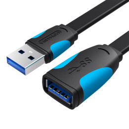 Litteä USB 3.0 jatke Tuuletus VAS-A13-B100 1m Musta
