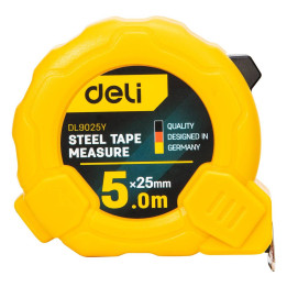 Tērauda mērlente 5 m/25 mm Deli Tools EDL9025Y (dzeltena)