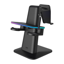 RGB vertikalus stovas „Meta“ oficialiai bendras „Kiwi Design QC03“, skirtas „Meta Quest 3“ / „Quest 2“ / „Quest PRO Black“