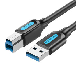 USB 3.0 A–B spausdinimo kabelis Vention COOBI 2A 3m Black PVC