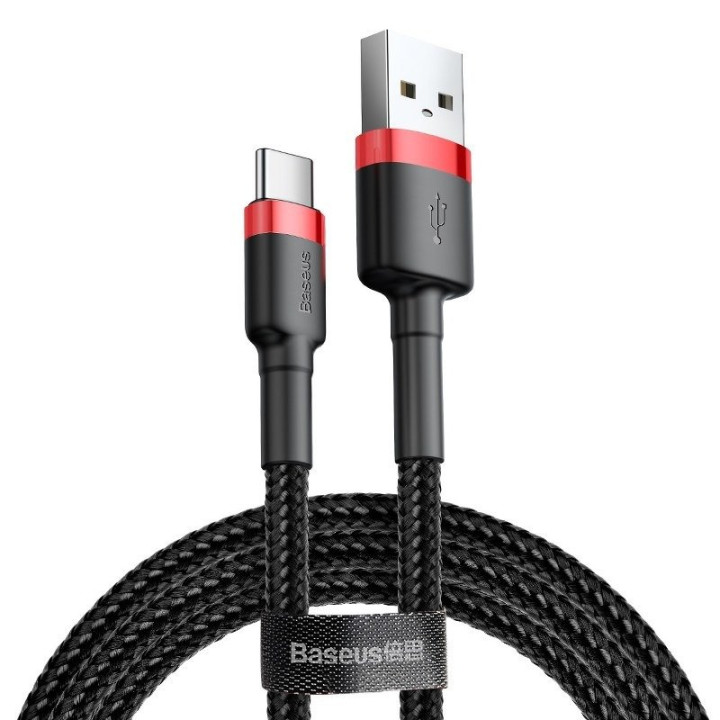 Baseus Cafule kabelis USB-C 3A 1m (sarkans+melns)