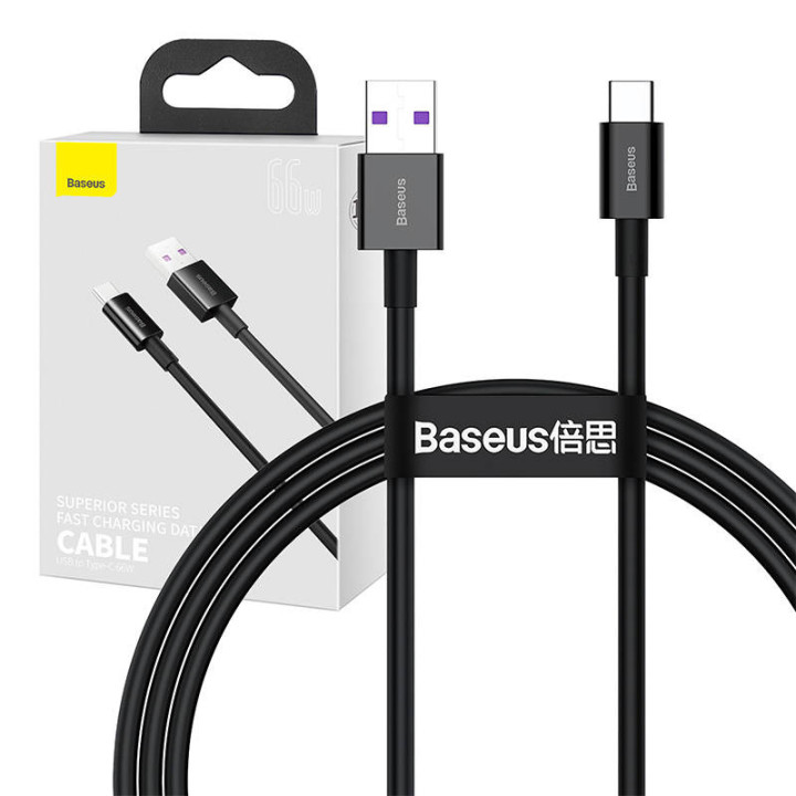 Кабель Baseus Superior Series USB — USB-C, 66 Вт, 1 м (черный)