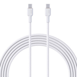 USB-C–USB-C-kaapeli Aukey CB-NCC2, 60 W, 1,8 m (valkoinen)
