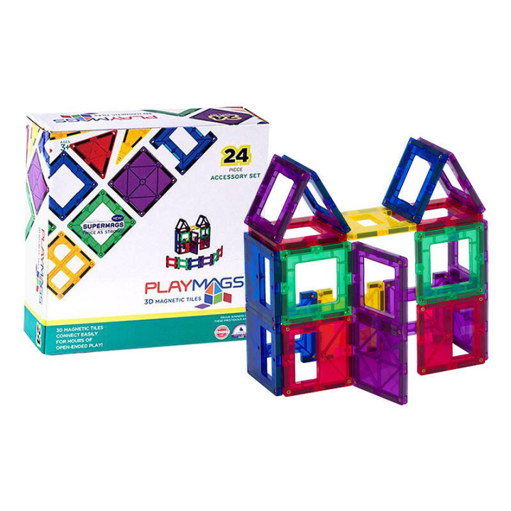 Magnētiskās flīzes 3D Playmags 162 - 24gab komplektā