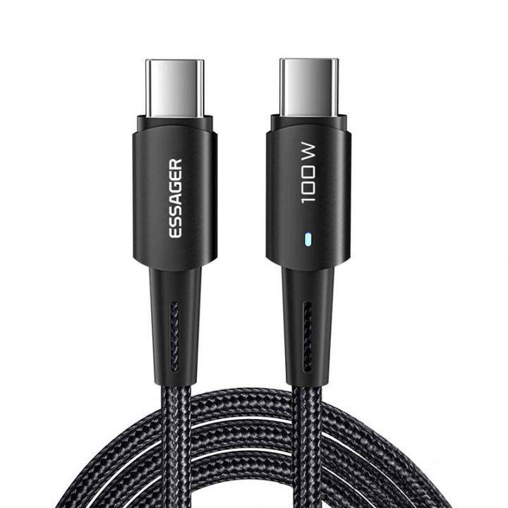 USB-C uz USB-C kabelis 100 W Essager 1 m (melns)