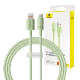 Ātrās uzlādes kabelis Baseus USB uz USB-C Habitat Series 1m 100W (zaļš)