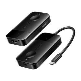 Ventilācijas USB-C uz HDMI bezvadu raidītājs/uztvērējs 0,15 m (melns)