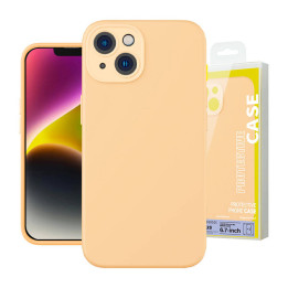 Baseus šķidrā silikagela futrālis iPhone 14 Plus (sunglow)+ rūdīts stikls + tīrīšanas komplekts