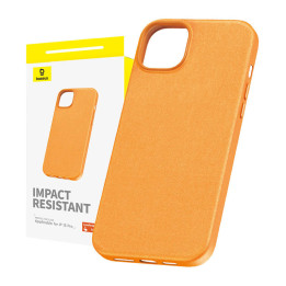 Telefoniümbris iPhone 15 Pro Baseus Fauxtheri seeria jaoks (oranž)