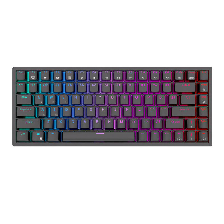 Royal Kludge RK84 RGB belaidė mechaninė klaviatūra, rudas jungiklis (juodas) (QWERTY)