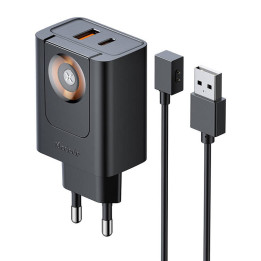 McDodo CH-3700 30 W 2 in-1 USB-C+A lādētājs, melns
