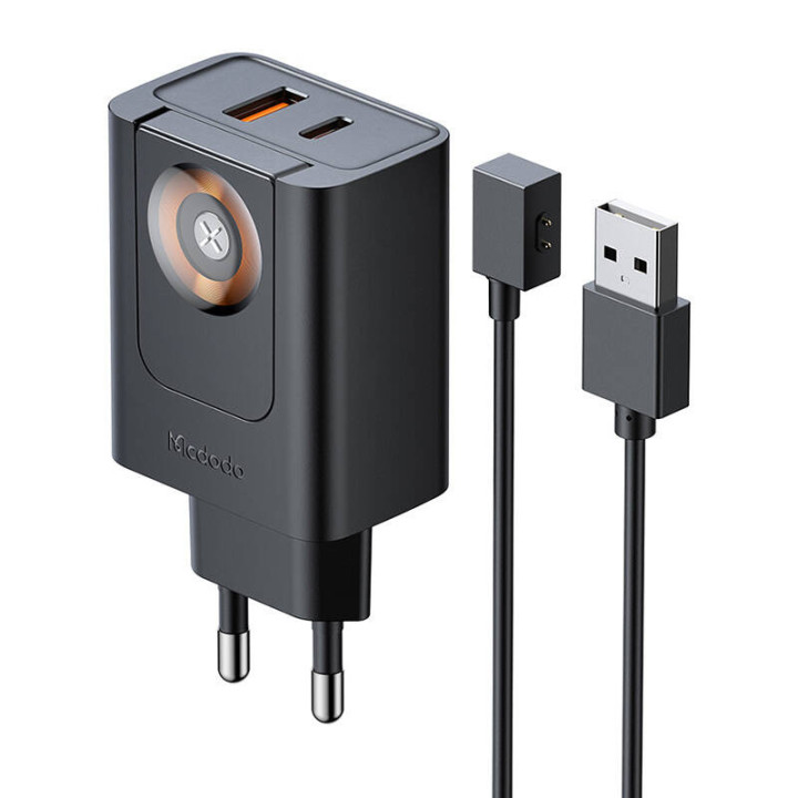 McDodo CH-3700 30W 2 viename USB-C+A įkroviklis, juodas