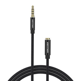 Kabeļa audio TRRS 3,5 mm vīrišķais līdz 3,5 mm sieviešu ventilācijas atvere BHCBH 2 m, melns