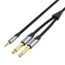 Kabeļa audio mini ligzda 3,5 mm līdz 2 x 6,5 mm Vention BARHG 1,5 m (pelēks)