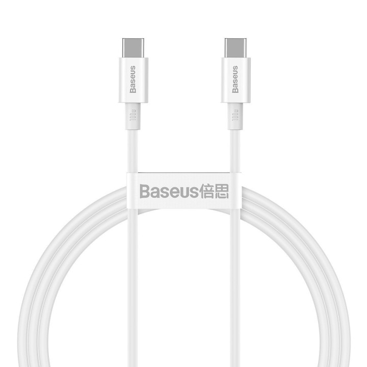 Кабель Baseus Superior Series USB-C — USB-C, 100 Вт, 1 м (белый)