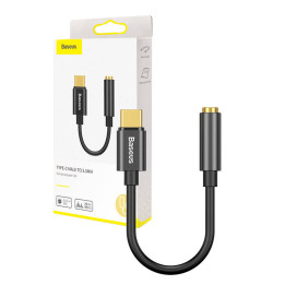 Baseus L54 audio adapteris USB-C + mini ligzda 3,5 mm (melns)
