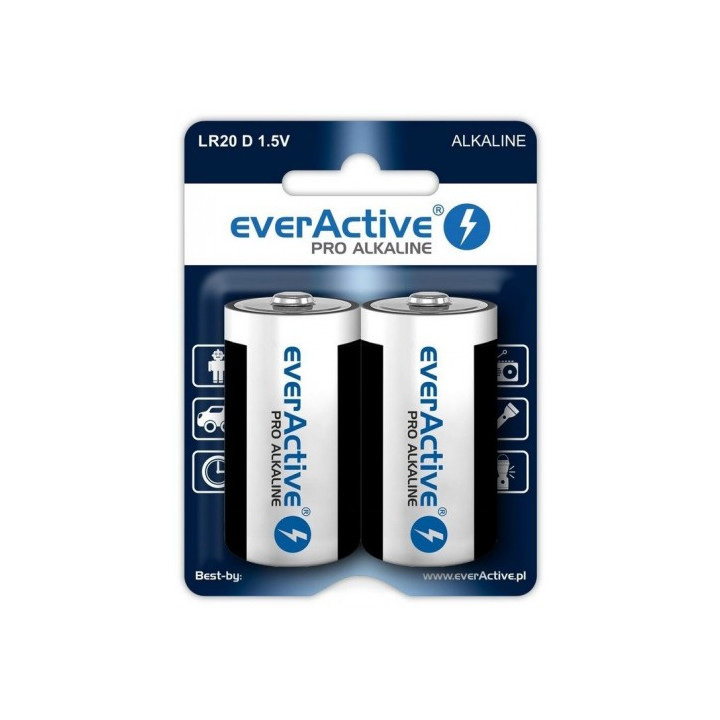 Everactive Pro Alkaline LR20/D 1,5V baterijų lizdinė plokštelė, 2 vnt.