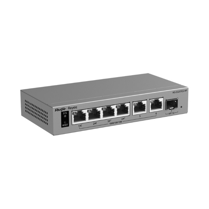 LÜLITI POE RG-ES207GS-HP 4 PRIEVADŲ + 2X UPLINK + 1X SFP REYEE