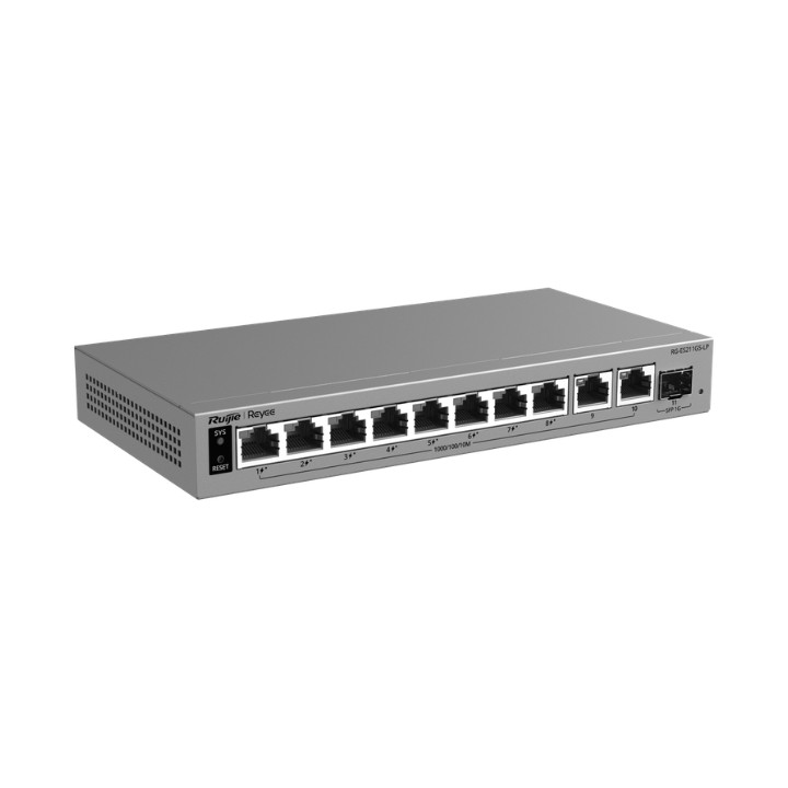 LÜLITI POE RG-ES211GS-LP 8 PRIEVADŲ + 2X UPLINK + 1X SFP REYEE