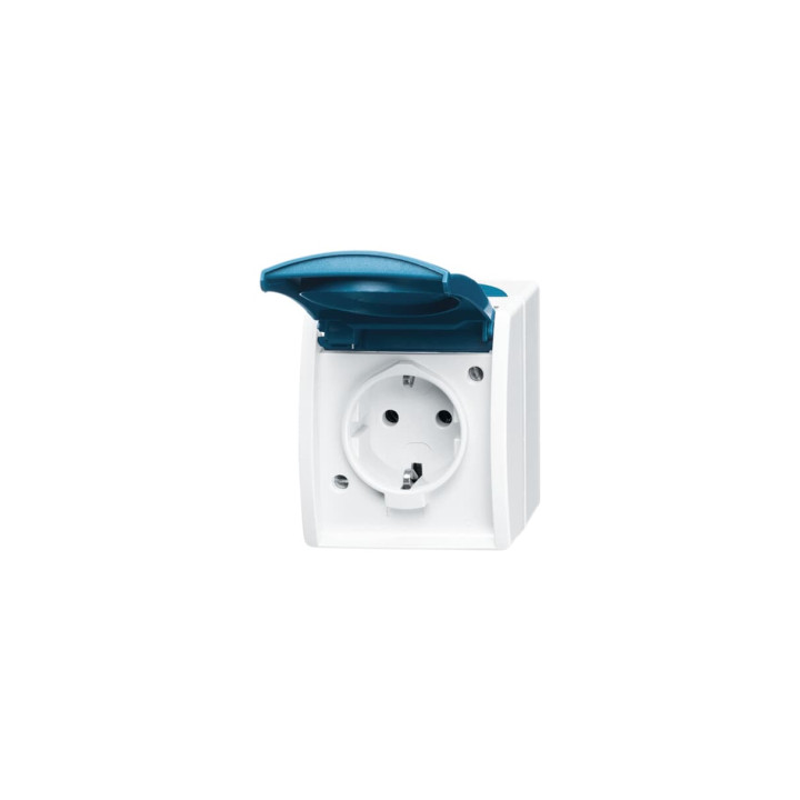 Busch-Jaeger 20 EWN-53 SCHUKO® Steckdose mit Klappdeckel und Beschriftungsfeld