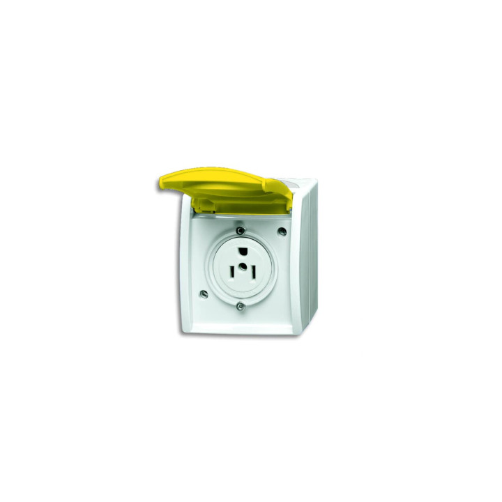 Busch-Jaeger 3015 EWN-54 Busch-Nema-Steckdose mit gelbem Klappdeckel