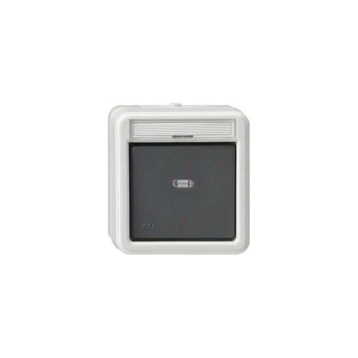 GIRA 010731 Wippschalter Kreuz Beschriftungsfeld WD AP Grau