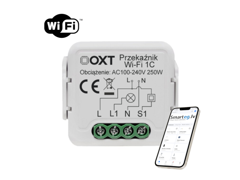 Wi-Fi 1 pogas mini relejs