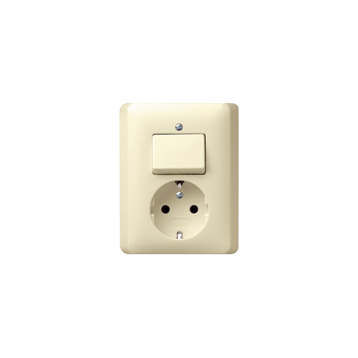 GIRA 017601 Kombi AusWe/SCHUKO-Steckdose Vollpl. Standard 55 Cremeweiß