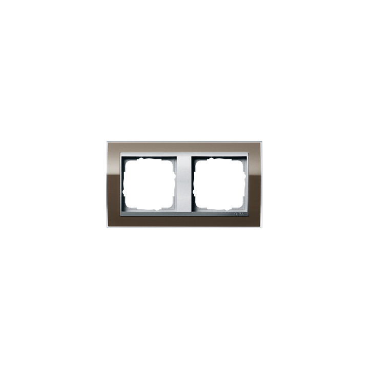 GIRA 0212766 Abdeckrahmen 2f Zwischenr. Farbe Alu Gira Event Klar Braun