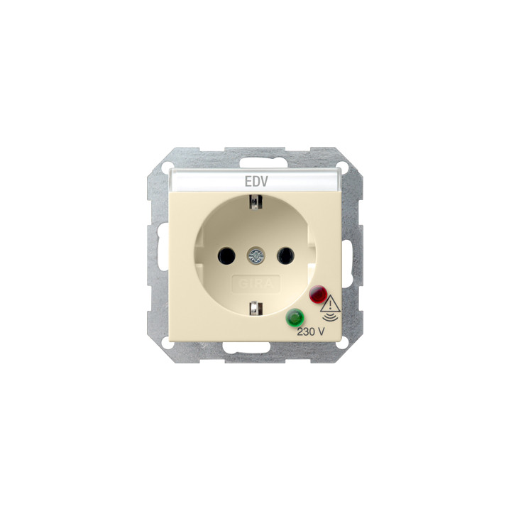 GIRA 045101 SCHUKO-Steckdose ÜSS + Beschriftungsfeld System 55 Cremeweiß