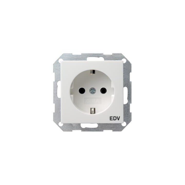 GIRA 045827 SCHUKO-Steckdose Aufdruck EDV System 55 Reinweiß matt