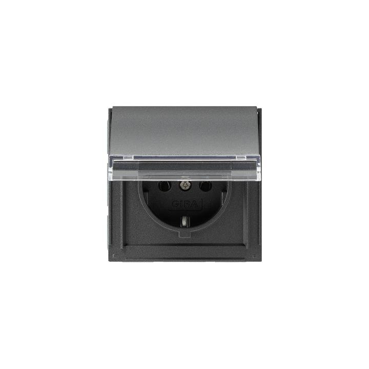 GIRA 041067 SCHUKO-Steckdose Klappdeckel + Beschriftungsfeld Gira TX_44 (WG UP) Anthrazit