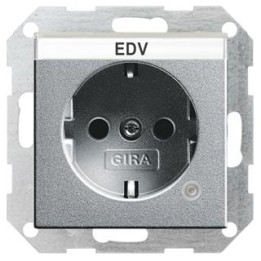 GIRA 045226 SCHUKO-Steckdose Kontroll + Beschriftungsfeld System 55 Farbe Alu