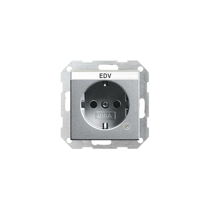GIRA 045226 SCHUKO-Steckdose Kontroll + Beschriftungsfeld System 55 Farbe Alu