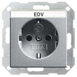 GIRA 046226 SCHUKO-Steckdose Beschriftungsfeld + erh. Berührungsschutz System 55 Farbe Alu