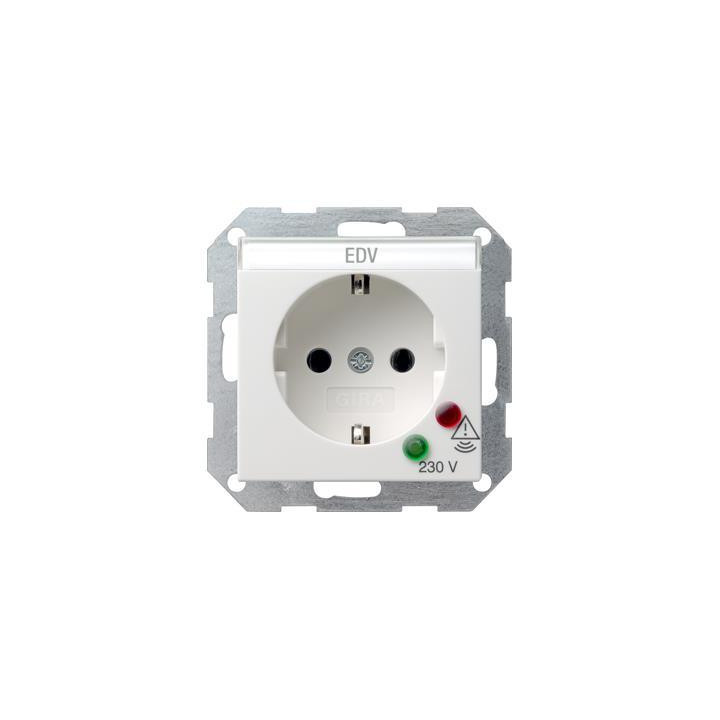 GIRA 045103 SCHUKO-Steckdose ÜSS + Beschriftungsfeld System 55 Reinweiß
