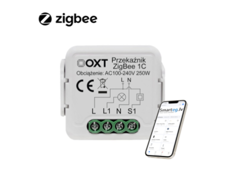 Zigbee 1 pogas mini relejs