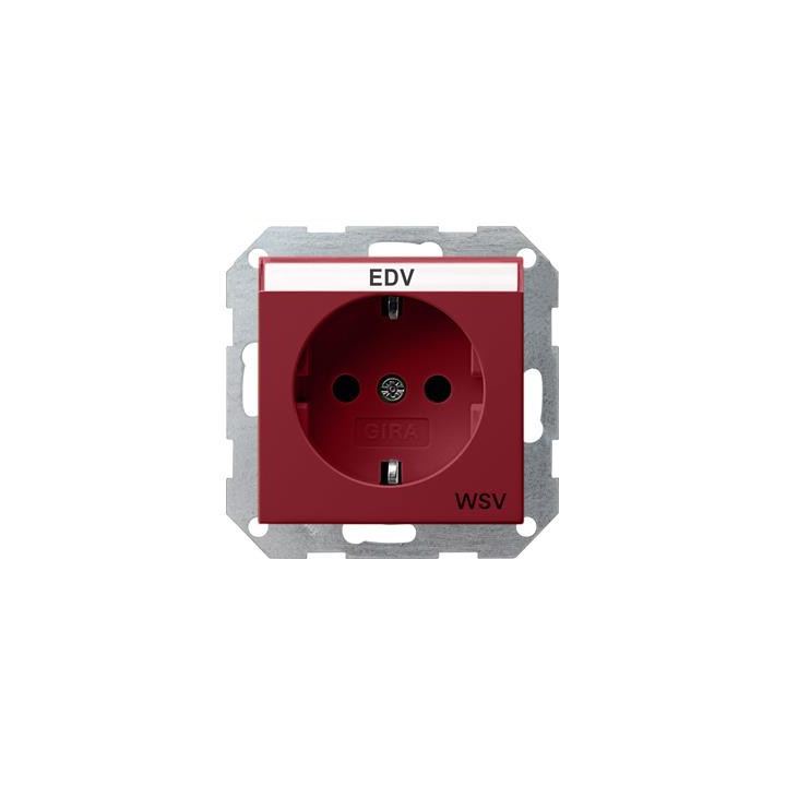 GIRA 047402 SCHUKO-Steckdose Beschriftungsfeld WSV System 55 Rot