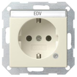 GIRA 045201 SCHUKO-Steckdose Kontroll + Beschriftungsfeld System 55 Cremeweiß