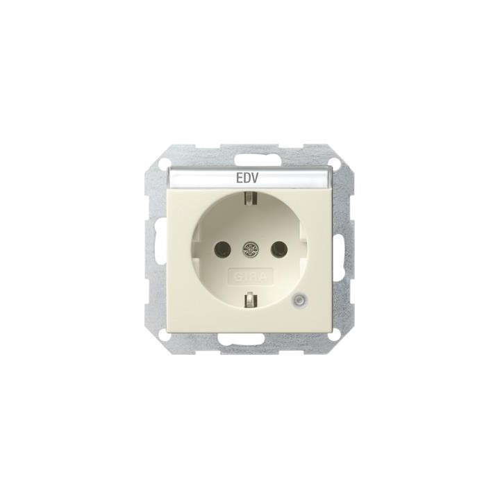 GIRA 045201 SCHUKO-Steckdose Kontroll + Beschriftungsfeld System 55 Cremeweiß