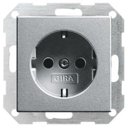 GIRA 046626 SCHUKO-Steckdose ohne Krallen System 55 Farbe Alu