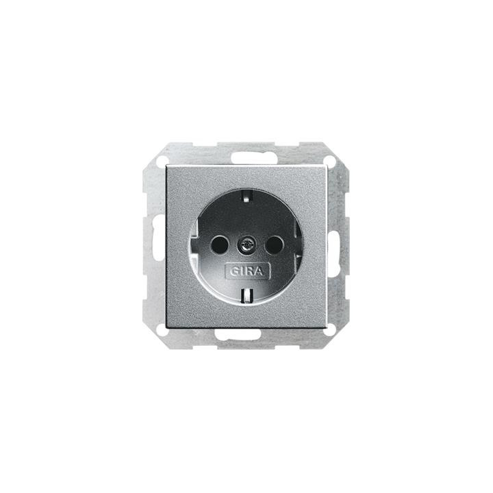 GIRA 046626 SCHUKO-Steckdose ohne Krallen System 55 Farbe Alu