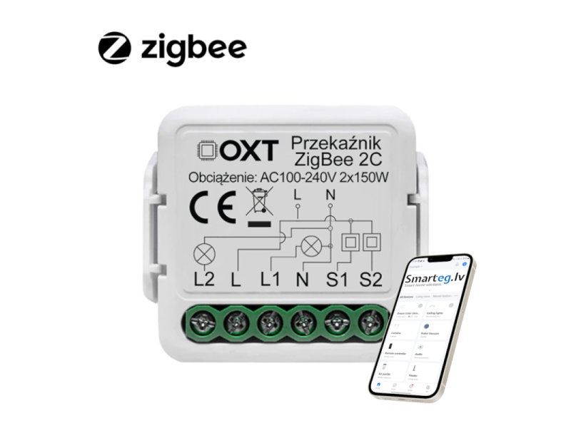 Zigbee 2 pogu mini relejs