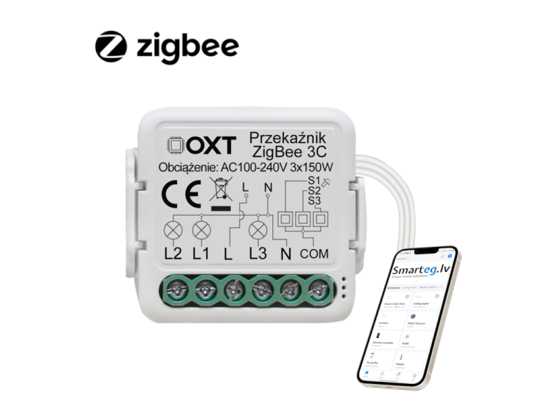 Zigbee 3 pogu mini relejs