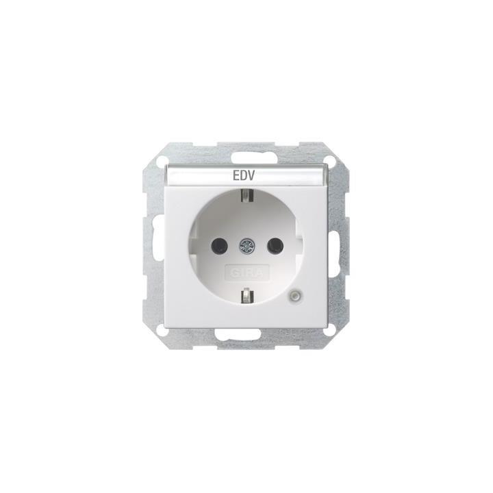 GIRA 045227 SCHUKO-Steckdose Kontroll + Beschriftungsfeld System 55 Reinweiß matt