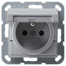 GIRA 048826 Steckdose Erdstift Klappdeckel + erh. Berührungsschutz System 55 Farbe Alu