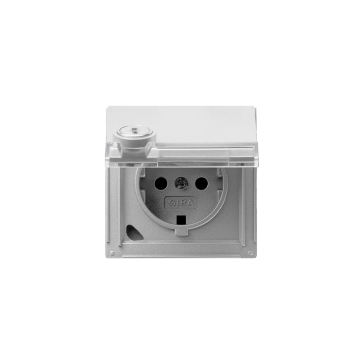 GIRA 044965 SCHUKO-Steckdose Klappdeckel Schloss gleich + Beschriftungsfeld Gira TX_44 (WG UP) Farbe Alu