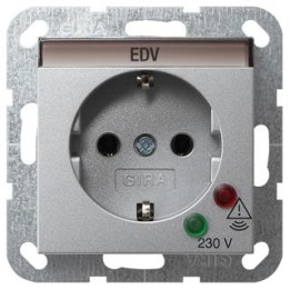 GIRA 045126 SCHUKO-Steckdose ÜSS + Beschriftungsfeld System 55 Farbe Alu