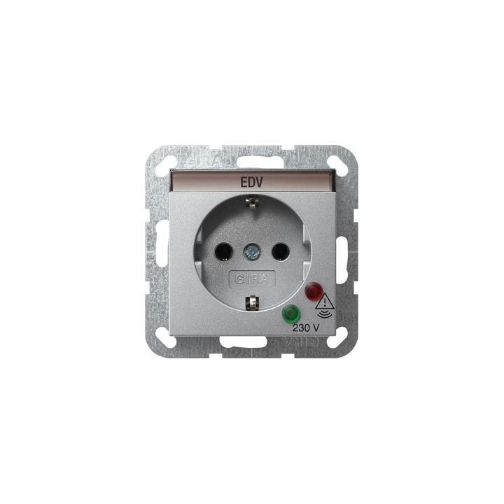 GIRA 045126 SCHUKO-Steckdose ÜSS + Beschriftungsfeld System 55 Farbe Alu